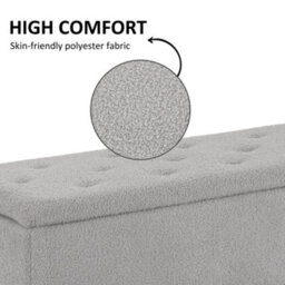Wyld Haus Vemovi Fabric Grey Storage Ottoman Bench With Wooden Legs And 57 Litre Capacity, Compact Rectangular Seating And Storage - thumbnail 7