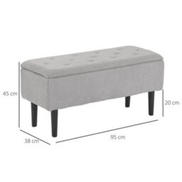 Wyld Haus Vemovi Fabric Grey Storage Ottoman Bench With Wooden Legs And 57 Litre Capacity, Compact Rectangular Seating And Storage - thumbnail 4