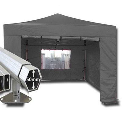 Crocodile Trading 3M X 3M Extreme 50 Commercial Instant Shelter Pop Up Gazebos Frame, Canopy & Sides - Black - image 1