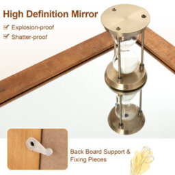Costway Bathroom Wall Mounted Mirror Rustic Decorative Wall Mirror W/ Wood Frame - thumbnail 8