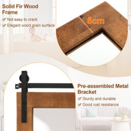 Costway Bathroom Wall Mounted Mirror Rustic Decorative Wall Mirror W/ Wood Frame - thumbnail 7