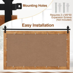Costway Bathroom Wall Mounted Mirror Rustic Decorative Wall Mirror W/ Wood Frame - thumbnail 9