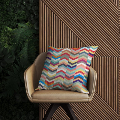 Warren Reed Designer Geometric Multi Colored Chevron Pattern Outdoor Cushion 60Cm X 60Cm