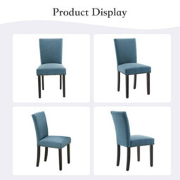 Blue Soft Fabric Dining Chairs Set Of 2 With Upholstered Seat - thumbnail 5