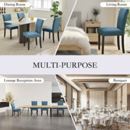 Blue Soft Fabric Dining Chairs Set Of 2 With Upholstered Seat - thumbnail 4