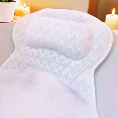 Spa Bath Pillow With Suction Cups, Non-Slip Ergonomic 4D Bathtub Pillow For Head, Shoulder, Neck And Back Support, Fits Any Tub - image 1