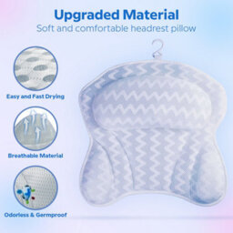Spa Bath Pillow With Suction Cups, Non-Slip Ergonomic 4D Bathtub Pillow For Head, Shoulder, Neck And Back Support, Fits Any Tub - thumbnail 4
