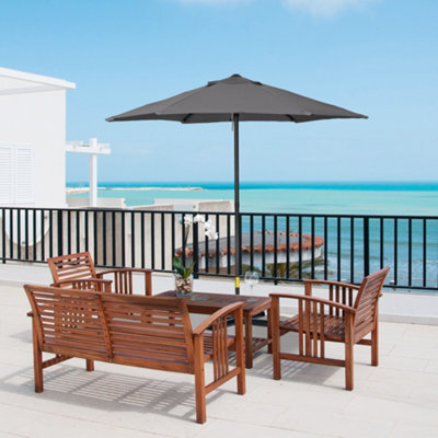 Outsunny 2M Parasol Patio Umbrella, Outdoor Sun Shade With 6 Ribs Dark Grey - image 1