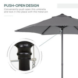 Outsunny 2M Parasol Patio Umbrella, Outdoor Sun Shade With 6 Ribs Dark Grey - thumbnail 7