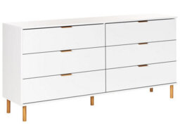 Wyld and Coco Aurora Home 6 Drawer Chest White With Gold Handles And Solid Wood Legs - Wide 158Cm. - thumbnail 3