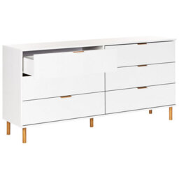 Wyld and Coco Aurora Home 6 Drawer Chest White With Gold Handles And Solid Wood Legs - Wide 158Cm. - thumbnail 5