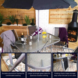 Samuel Alexander 6 Person Garden Furniture Patio Set Table, 6 Chairs & Parasol - thumbnail 5