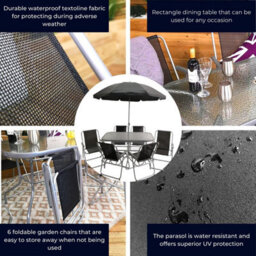 Samuel Alexander 6 Person Garden Furniture Patio Set Table, 6 Chairs & Parasol - thumbnail 6