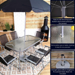 Samuel Alexander 6 Person Garden Furniture Patio Set Table, 6 Chairs & Parasol - thumbnail 4