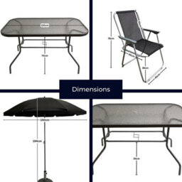 Samuel Alexander 6 Person Garden Furniture Patio Set Table, 6 Chairs & Parasol - thumbnail 3