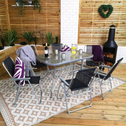 Samuel Alexander 6 Person Garden Furniture Patio Set Table, 6 Chairs & Parasol - thumbnail 8