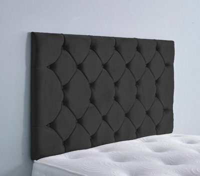"Adore Designs Colchester Plush Velvet 3Ft Single 36"" Headboard - Black"