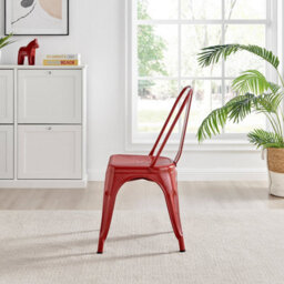 Furniturebox Set Of 2 Red Colton Tolix Style Stackable Industrial Metal Dining Chair - thumbnail 5