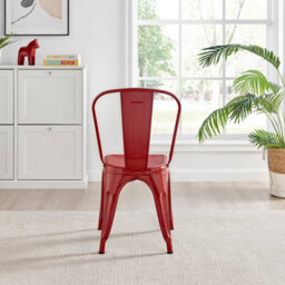 Furniturebox Set Of 2 Red Colton Tolix Style Stackable Industrial Metal Dining Chair - thumbnail 6