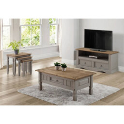 Sideboard 2 Door Grey Wax Painted Solid Wooden Pine Wood Dresser Drawers - thumbnail 5