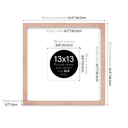 "13X13"" Bronze Picture Frame - 13X13"" Square Frame With 9X9"" Mount For 13X13""/9X9"" Pictures Art Deco Style Room Decor, 1 Pack" - thumbnail 2