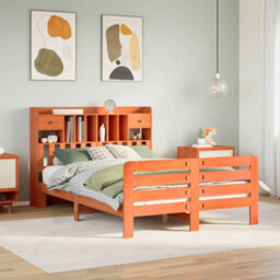 Berkfield Bookcase Bed Without Mattress Wax Brown 160X200 Cm Solid Wood Pine - thumbnail 1