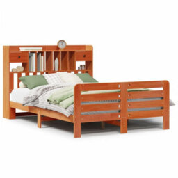 Berkfield Bookcase Bed Without Mattress Wax Brown 160X200 Cm Solid Wood Pine - thumbnail 2