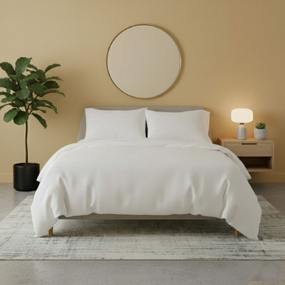 Flannelette Cotton Duvet Cover Set Soft Brushed Warm Bedding Set White - image 1
