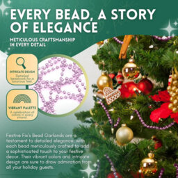Festive Fix Christmas Tree Beads Baby Pink 9Ft Beaded Garland For Christmas Tree Decorations Durable Reusable Xmas Decor Uk - thumbnail 3