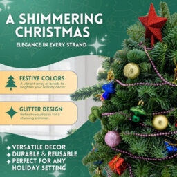 Festive Fix Christmas Tree Beads Baby Pink 9Ft Beaded Garland For Christmas Tree Decorations Durable Reusable Xmas Decor Uk - thumbnail 2