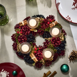 Dibor Cinnamon Pine Round Table Centrepiece Christmas Decoration Candle Holder Tealight Holder 30Cm - thumbnail 2