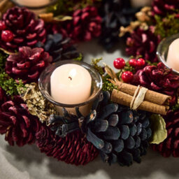 Dibor Cinnamon Pine Round Table Centrepiece Christmas Decoration Candle Holder Tealight Holder 30Cm - thumbnail 3