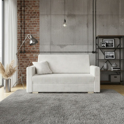Viva Piano Iii Sofa Bed Has Bedding Storage Upholstered Freestanding Back Wooden Legs 153X100X85Cm White - image 1