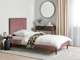 Beliani Bed Velvet Bayonne 90 X 200 Cm (Eu Single) Pink - thumbnail 2