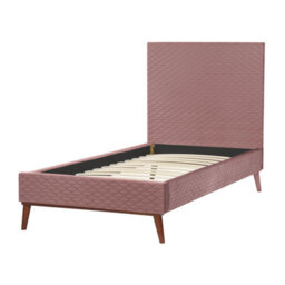 Beliani Bed Velvet Bayonne 90 X 200 Cm (Eu Single) Pink - thumbnail 6