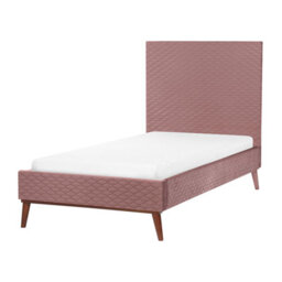 Beliani Bed Velvet Bayonne 90 X 200 Cm (Eu Single) Pink - thumbnail 4
