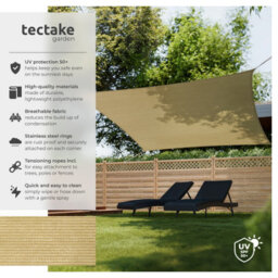 Tectake Shade Sail - Rectangular With Uv Protection 50+, Water-Repellent - 3.6 X 3.6 M - Beige - thumbnail 2