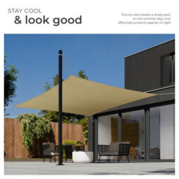 Tectake Shade Sail - Rectangular With Uv Protection 50+, Water-Repellent - 3.6 X 3.6 M - Beige - thumbnail 4