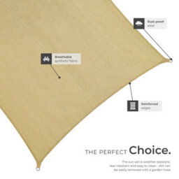 Tectake Shade Sail - Rectangular With Uv Protection 50+, Water-Repellent - 3.6 X 3.6 M - Beige - thumbnail 5