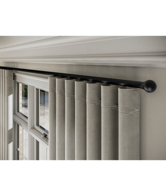 28mm Styleline Gliding Curtain Pole Set With Ball End - Black, 100Cm - image 1
