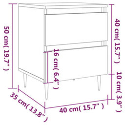 Vidaxl Bedside Cabinet Black 40X35X50 Cm Engineered Wood Bedside Cabinets - thumbnail 3