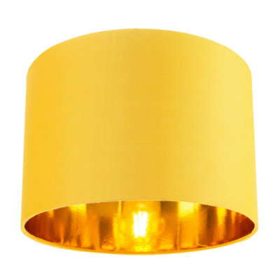 Happy Homewares Contemporary Ochre Cotton 10 Table/pendant Lamp Shade With Shiny Gold Inner - image 1