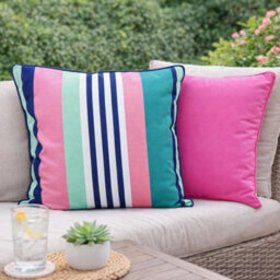 Peggy Wilkins Water Resistant Outdoor Garden Cushion Linear Blue - thumbnail 2