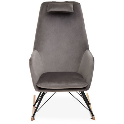 Orsina Grey Velvet Rocking Chair, Easy To Clean Velvet Accent Chair, Arm And Backrest Support Comfy Armchair - image 1