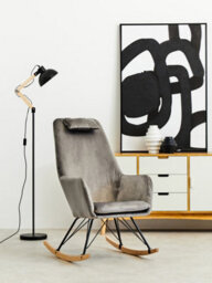 Orsina Grey Velvet Rocking Chair,  Easy To Clean Velvet Accent Chair, Arm And Backrest Support Comfy Armchair - thumbnail 5
