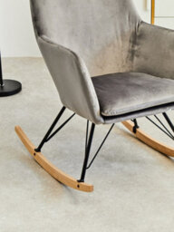Orsina Grey Velvet Rocking Chair,  Easy To Clean Velvet Accent Chair, Arm And Backrest Support Comfy Armchair - thumbnail 7