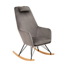 Orsina Grey Velvet Rocking Chair,  Easy To Clean Velvet Accent Chair, Arm And Backrest Support Comfy Armchair - thumbnail 2