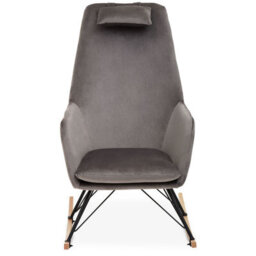 Orsina Grey Velvet Rocking Chair,  Easy To Clean Velvet Accent Chair, Arm And Backrest Support Comfy Armchair
