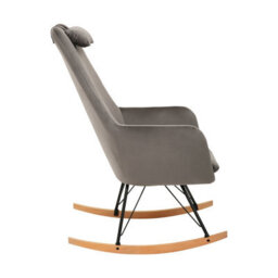 Orsina Grey Velvet Rocking Chair,  Easy To Clean Velvet Accent Chair, Arm And Backrest Support Comfy Armchair - thumbnail 3
