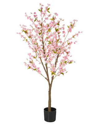 Wyld And Coco Zenflora 180Cm Artificial Potted Plant With Pink Blossoms And Green Leaves - image 1